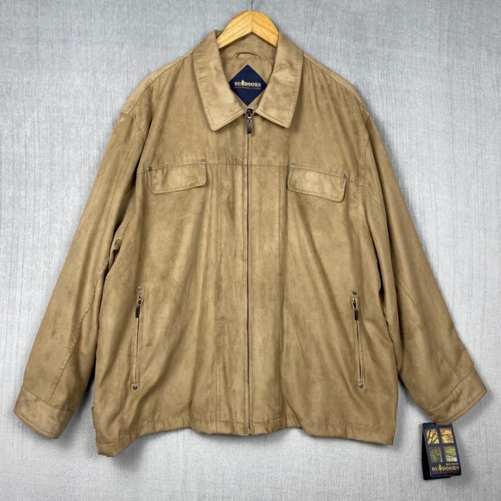 Roundtree &‎ Yorke Jacket Mens 2X Microsuede Harrington Wind Water Resistant